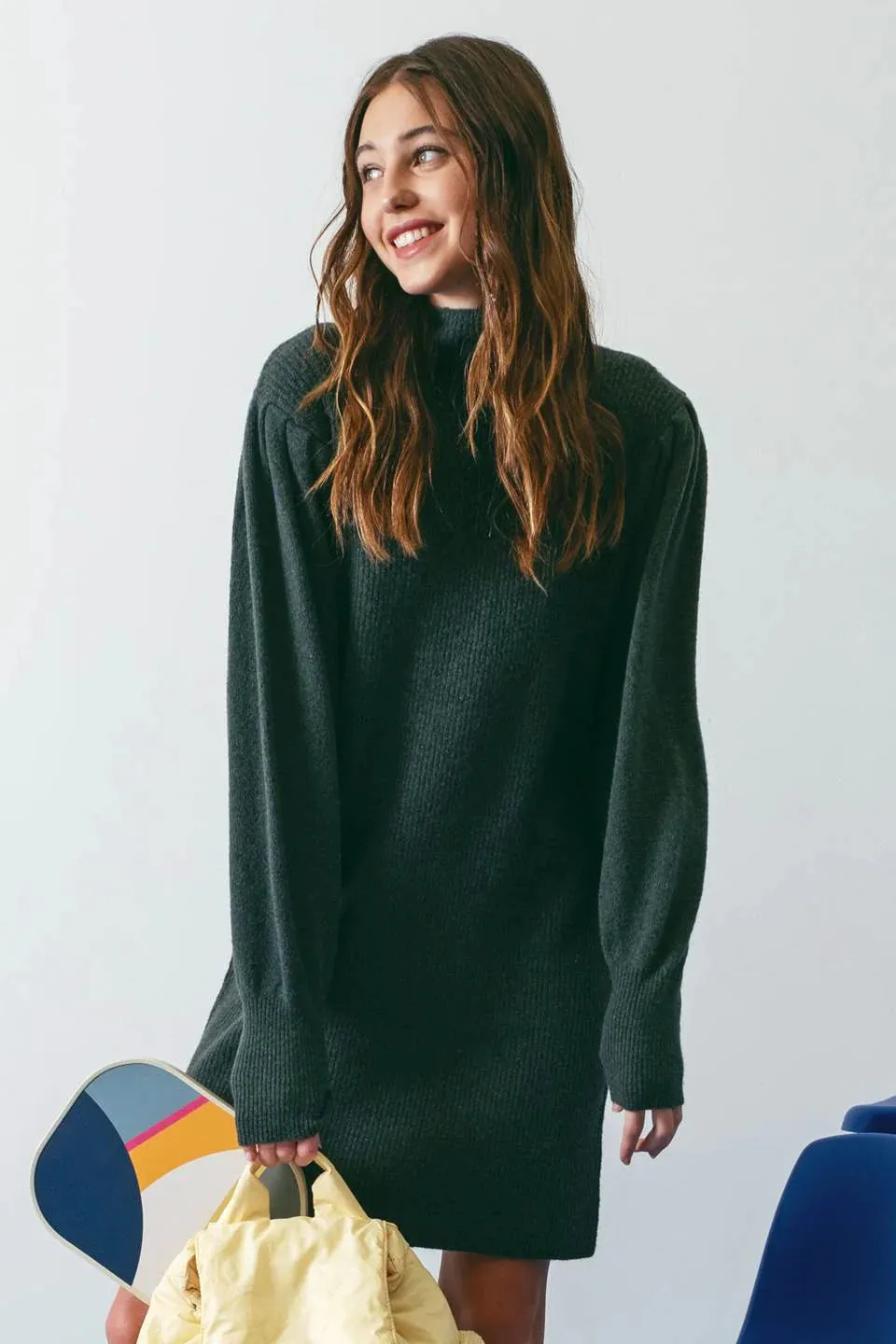 Solid Color Sweater Dress