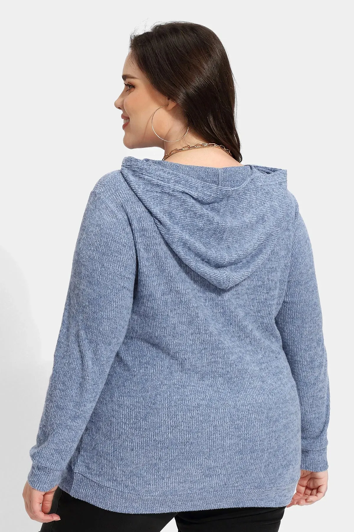 Solid Pockets Basic Pullover Knit Hoodie