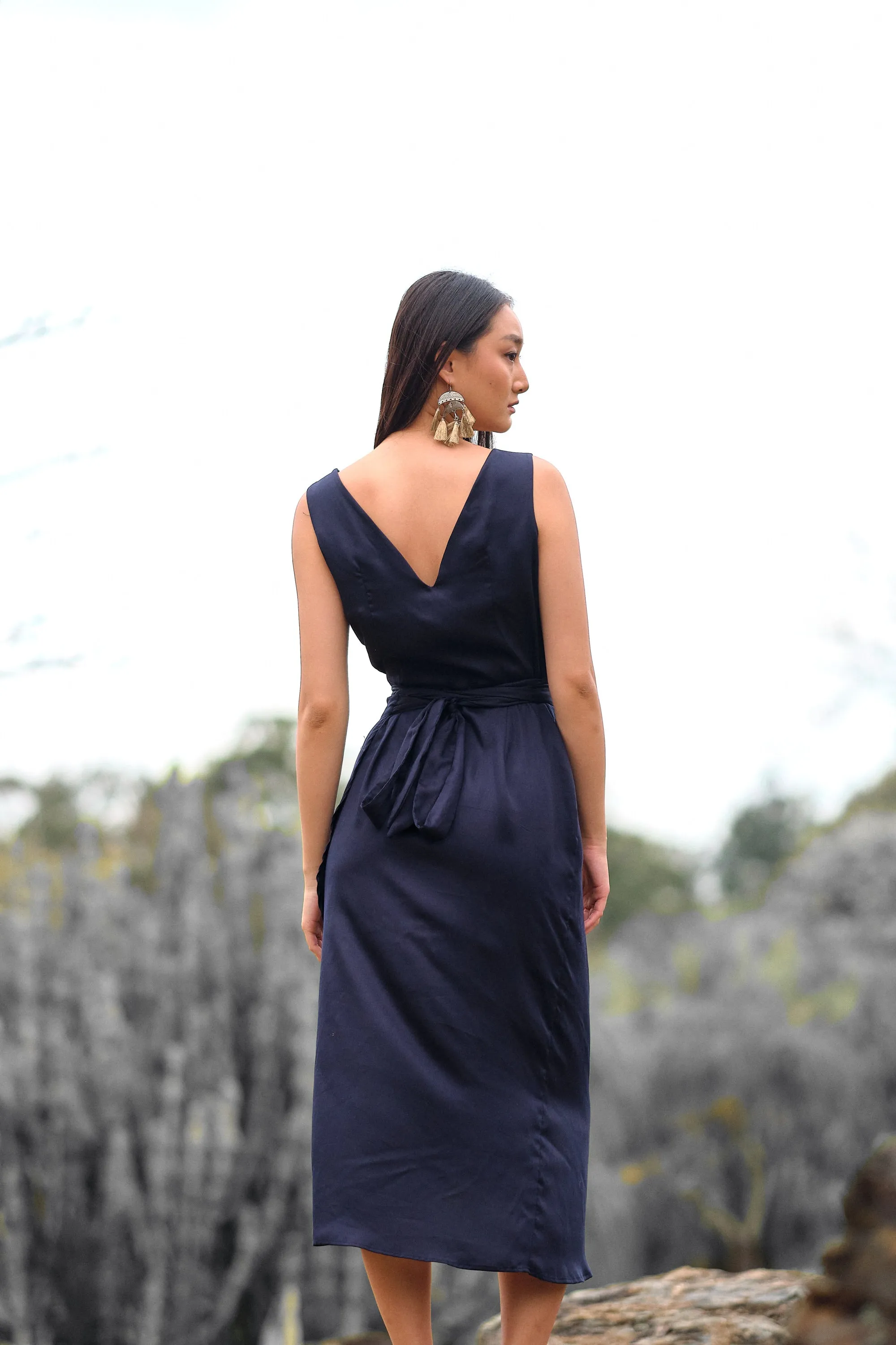 Soma Wrap Dress - Midnight Blue (Tencel)