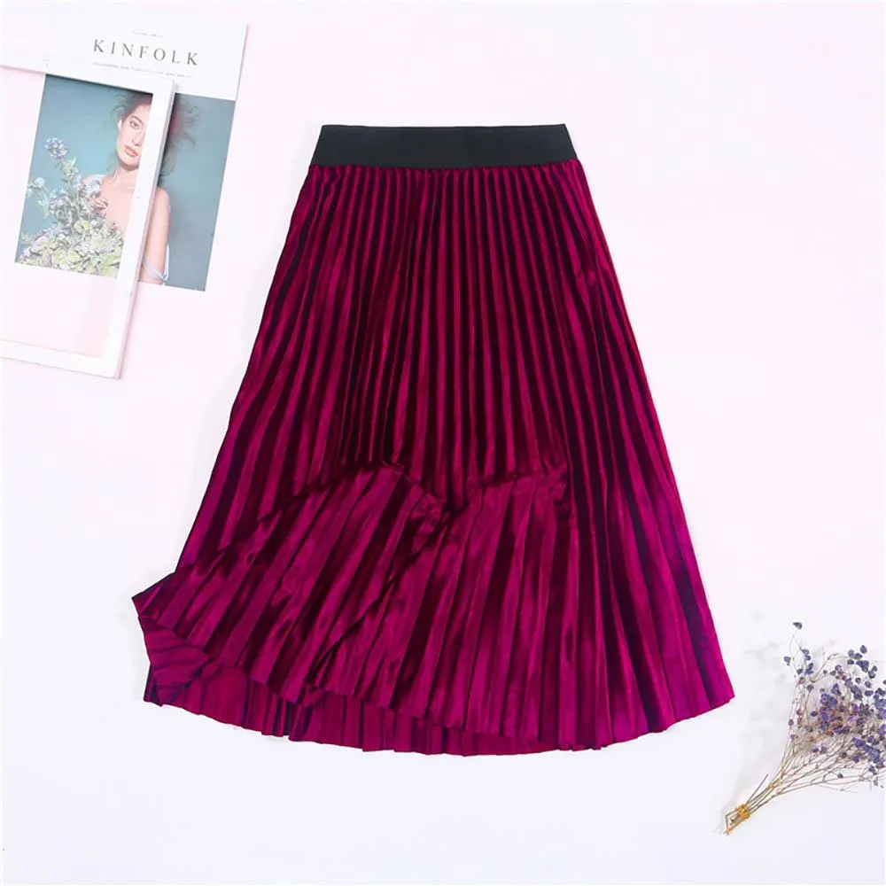 Sophisticated Long Velvet High Waist Skirt