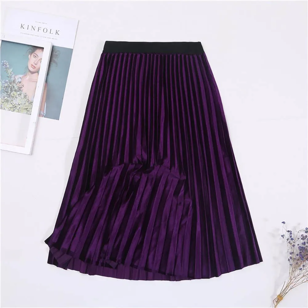 Sophisticated Long Velvet High Waist Skirt