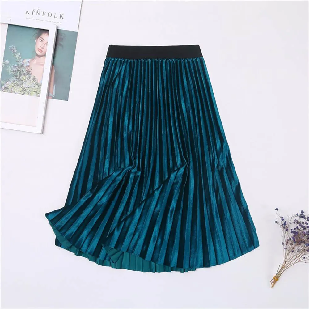 Sophisticated Long Velvet High Waist Skirt