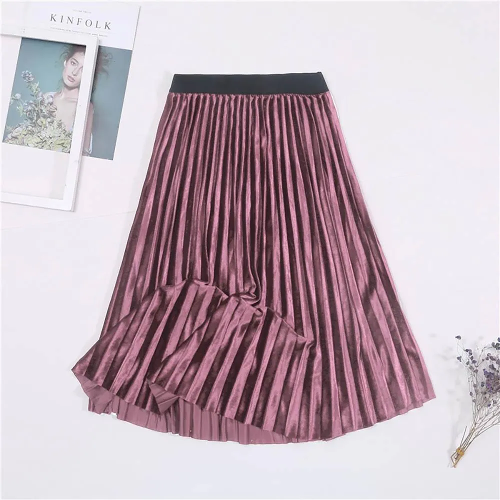 Sophisticated Long Velvet High Waist Skirt