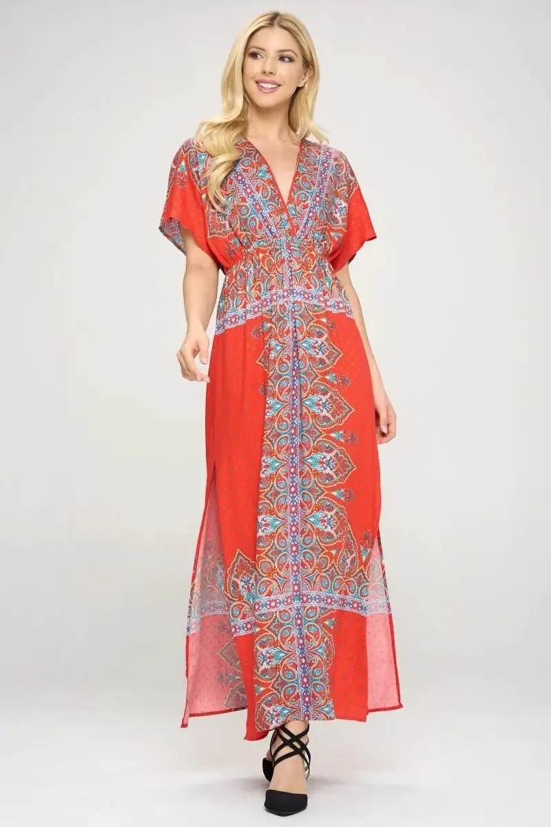 Surplice Maxi Dress With Side Slit