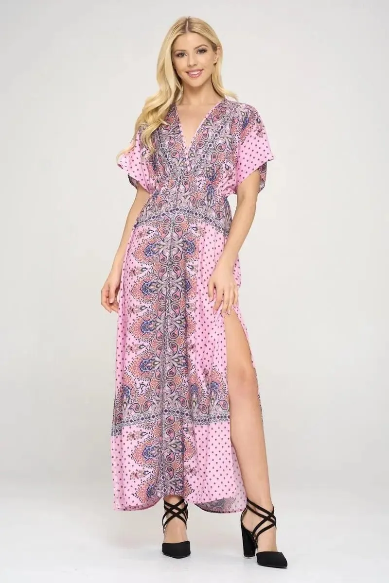 Surplice Maxi Dress With Side Slit