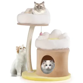 Tangkula Flower Cat Tree, 33 Inch Cute Cat Tower with Sisal Scratching Post, Washable Padded Top Perch