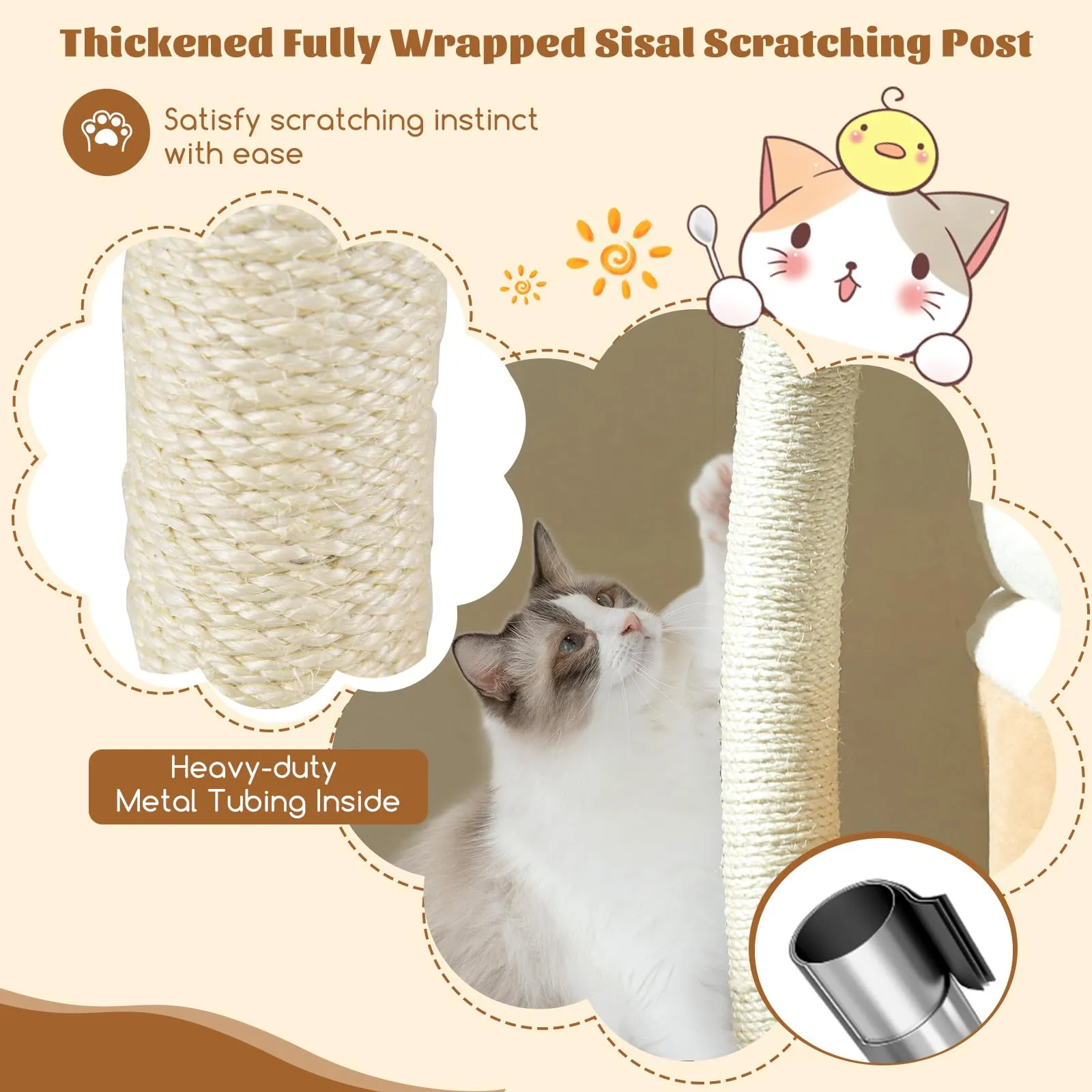 Tangkula Flower Cat Tree, 33 Inch Cute Cat Tower with Sisal Scratching Post, Washable Padded Top Perch