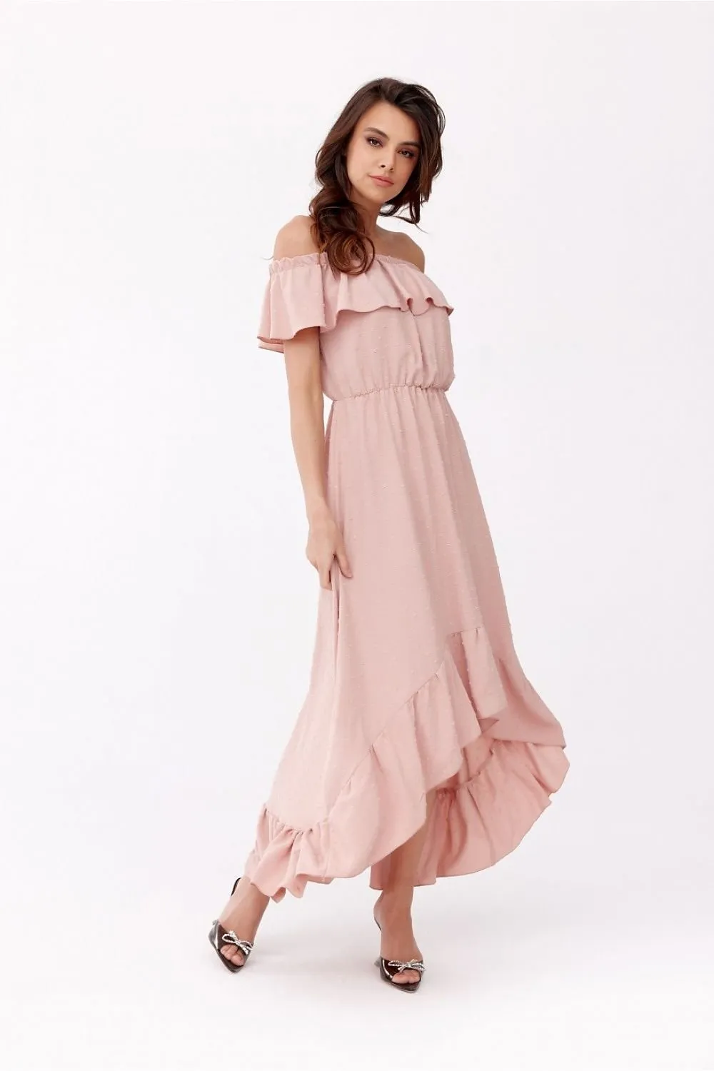 TEEK - Pink Off-Shoulder Ruffle Daydress