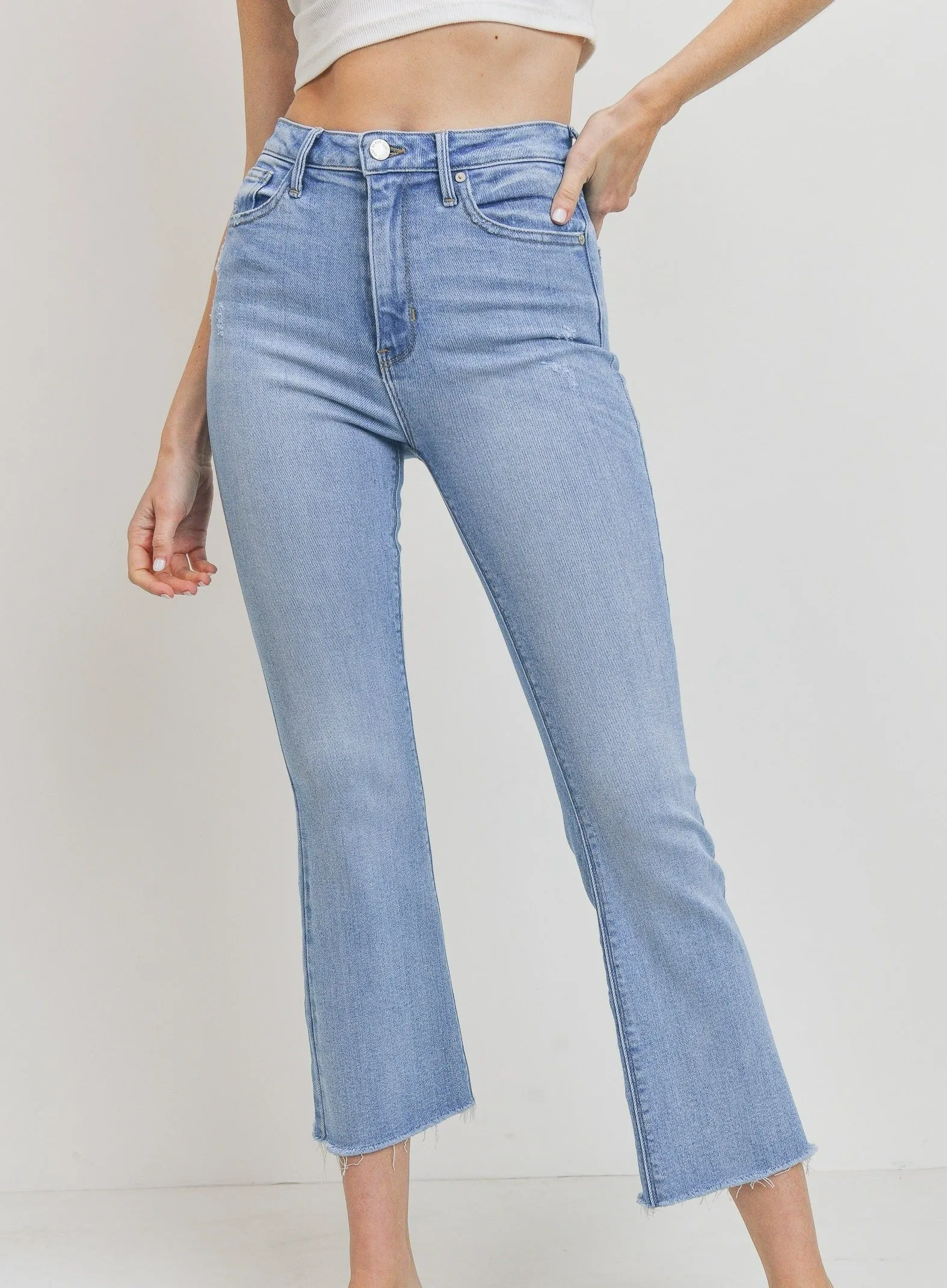 The Crop Flare in Light Denim