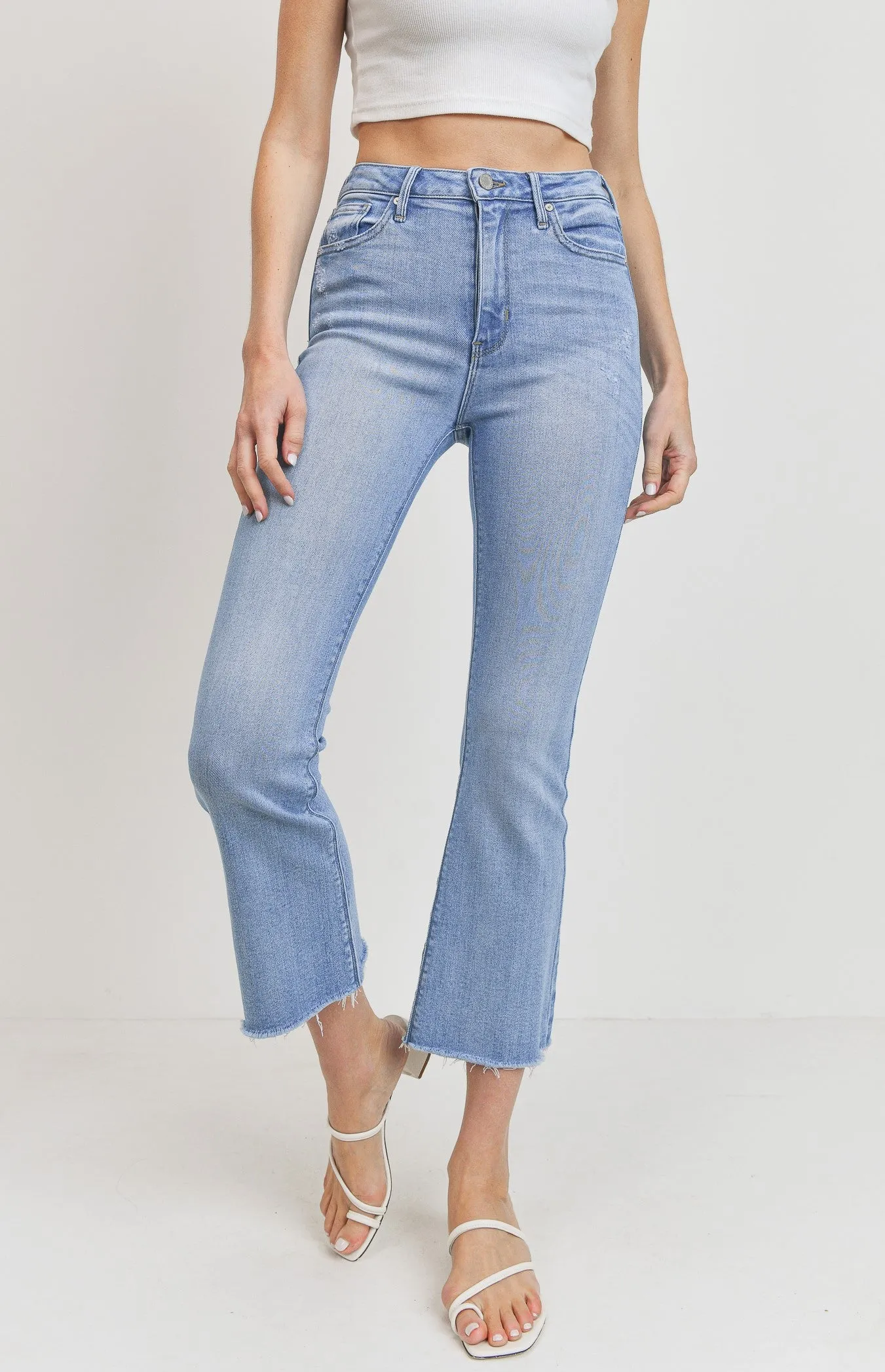 The Crop Flare in Light Denim