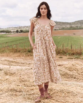 The Great - The Whipstitched Plumeria Dress in Oat Wild Brush Floral