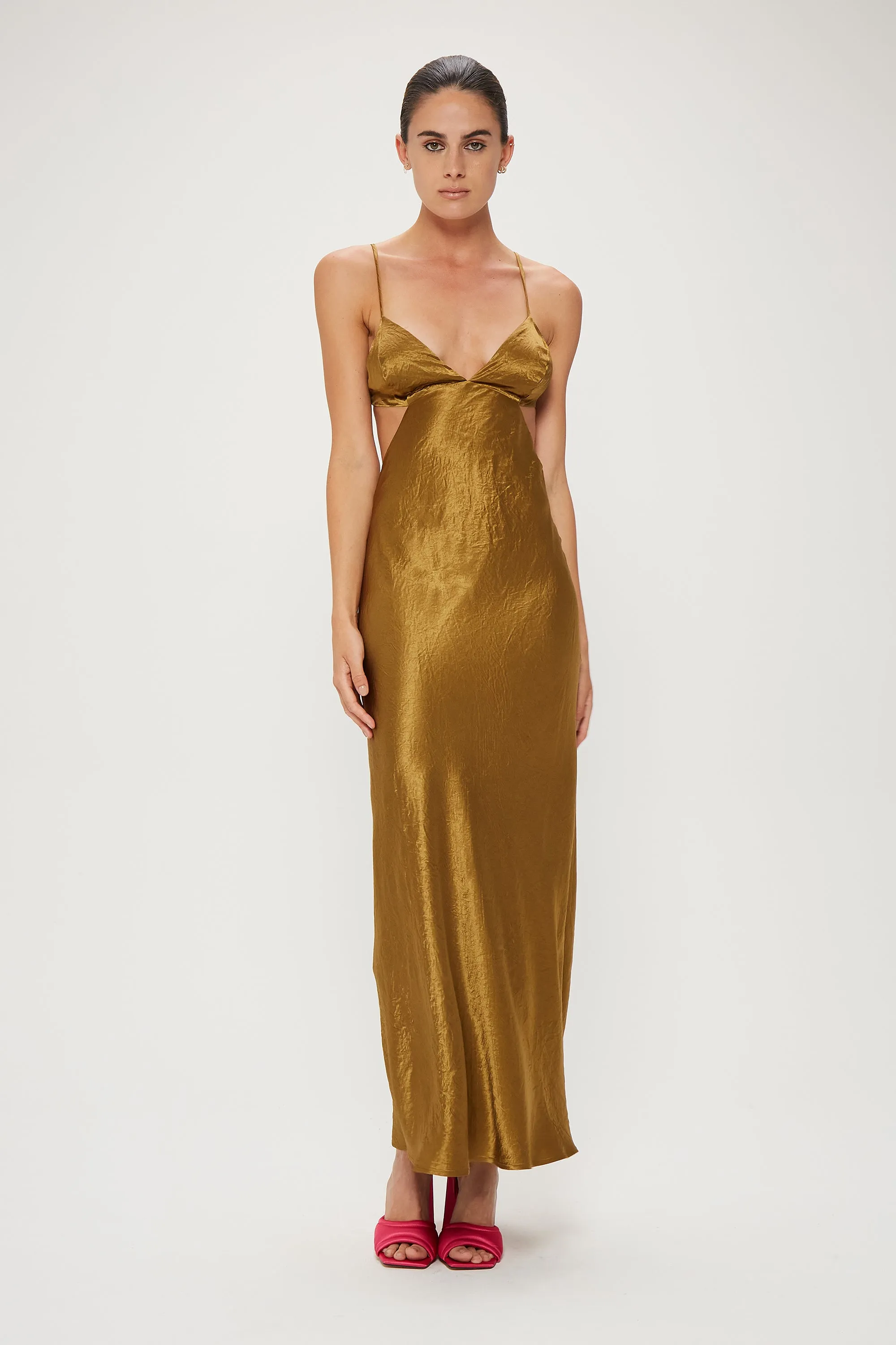 Third Form Crush Bias Tri Midi Dress - Bronze