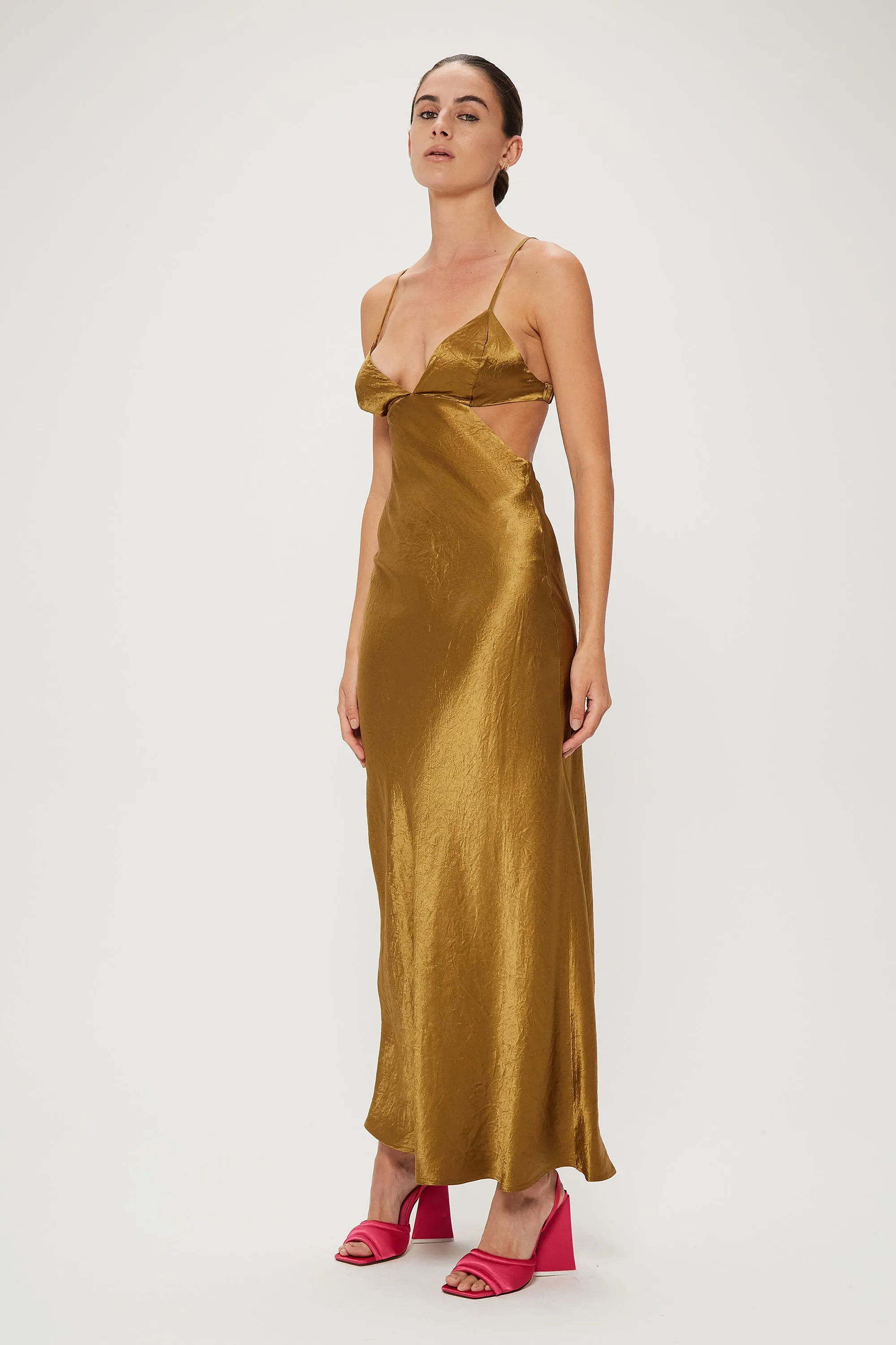 Third Form Crush Bias Tri Midi Dress - Bronze