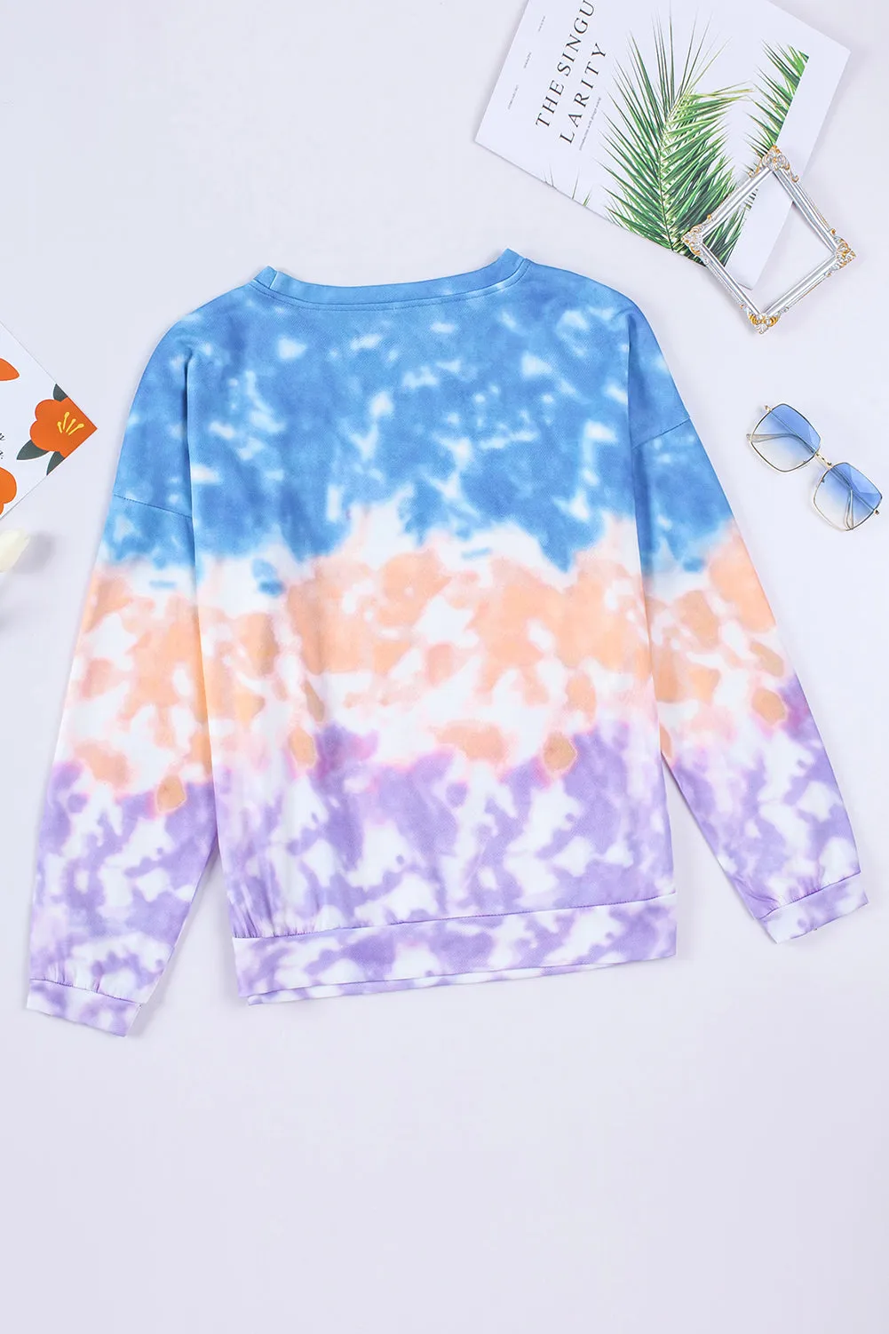 Tie-Dye Drop Shoulder Round Neck Sweatshirt