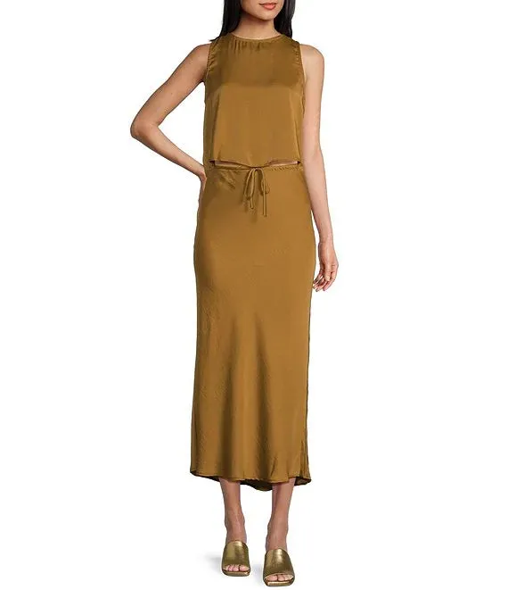 Toffee Bias Cut Maxi Skirt