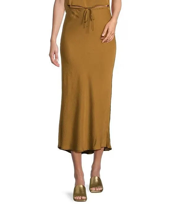 Toffee Bias Cut Maxi Skirt