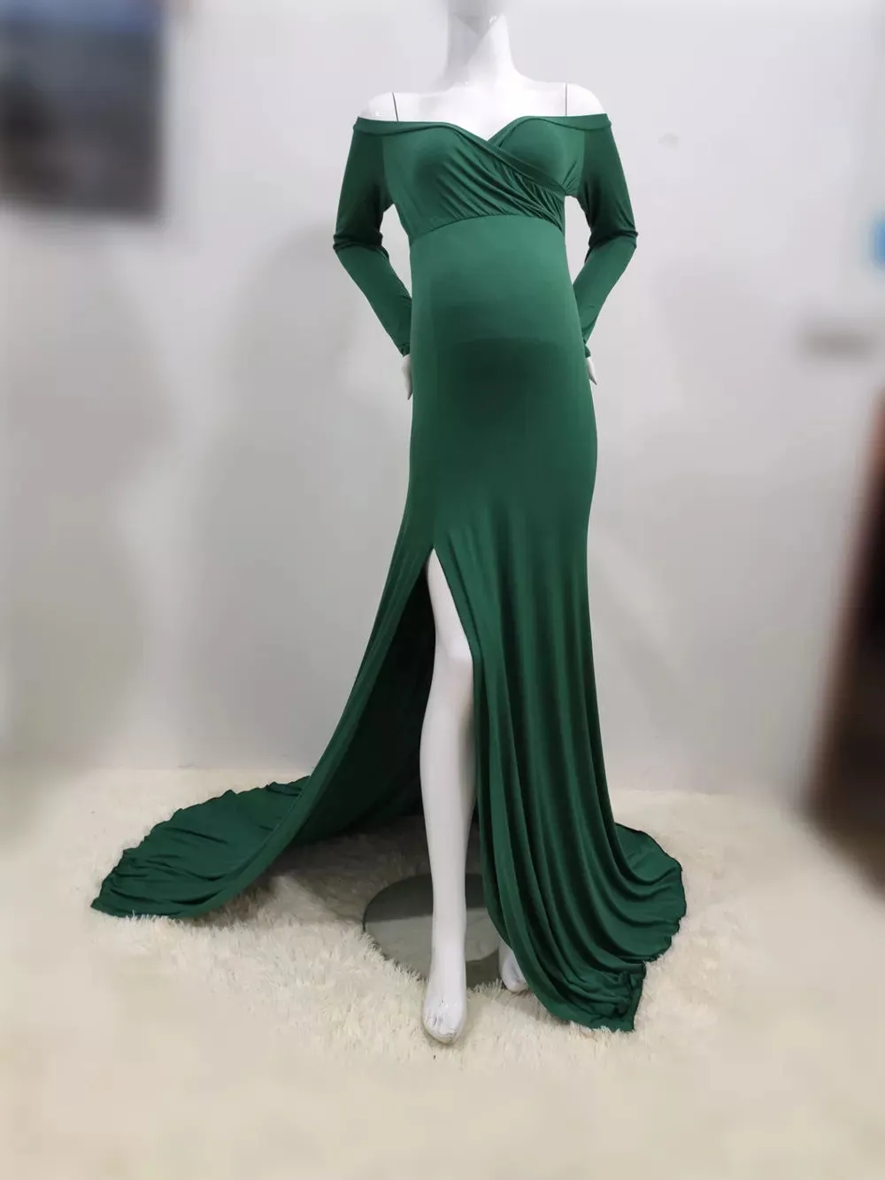 Trendy Maternity Maxi Shoulderless Dress