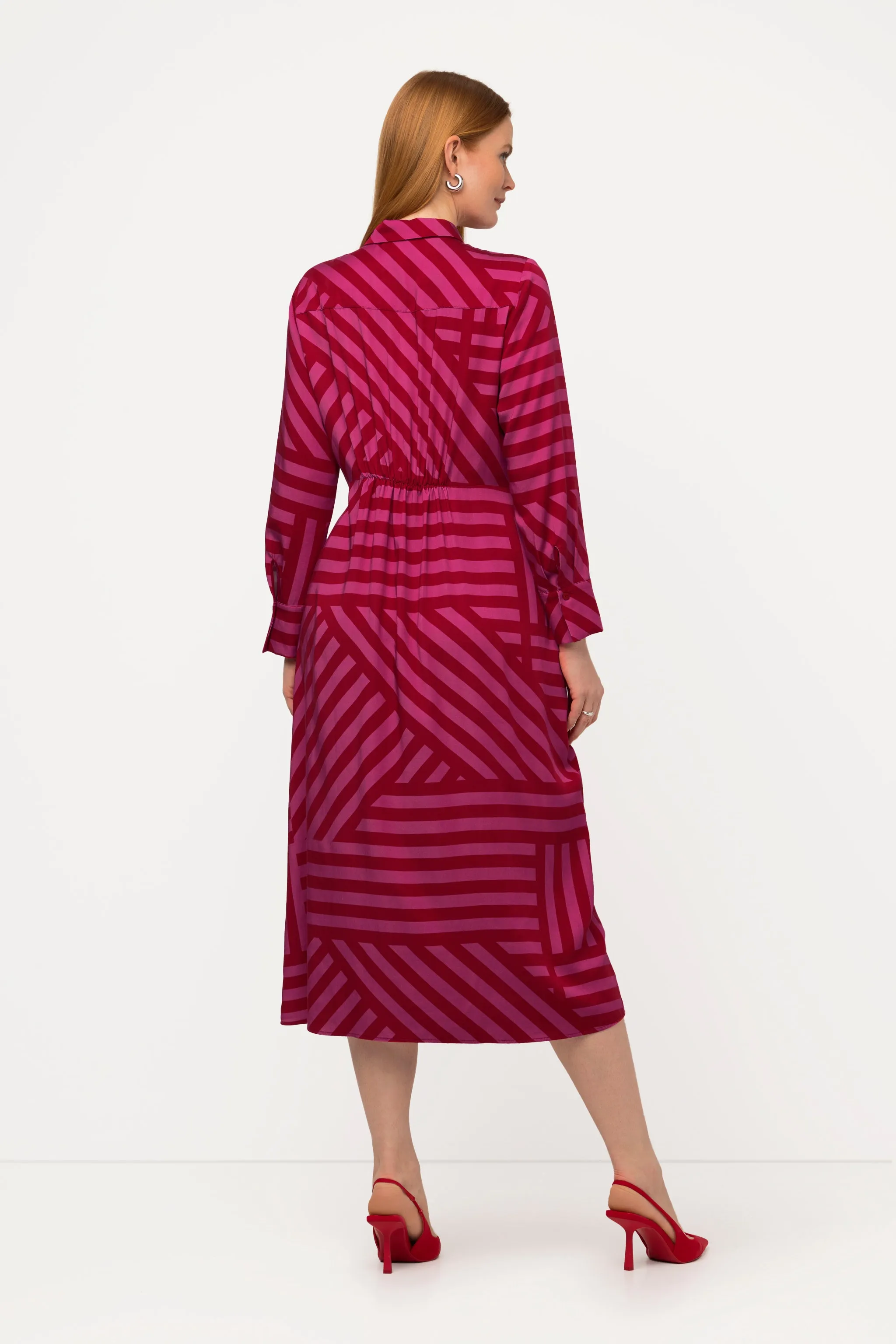 Ulla Popken Striped Dress in Berry