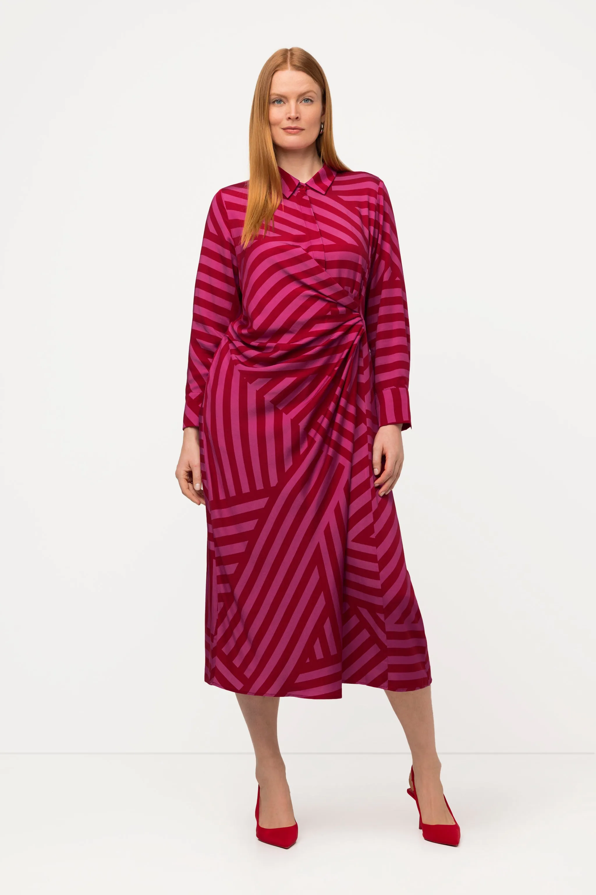 Ulla Popken Striped Dress in Berry