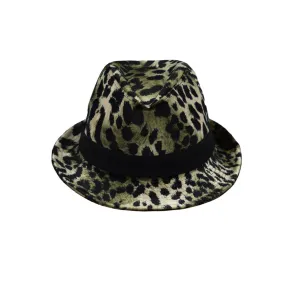 Unisex Leopard Fedora Hat Short Brim Trilby Banded DW61446