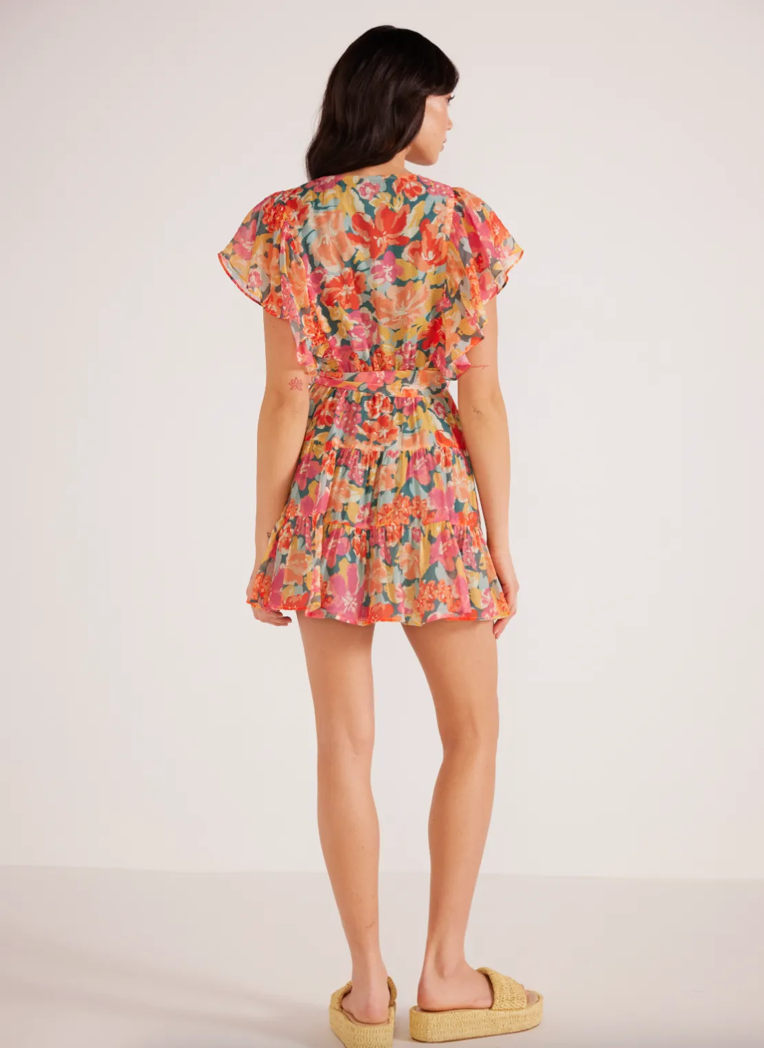 Valla Flutter Mini Dress -  Pink Floral