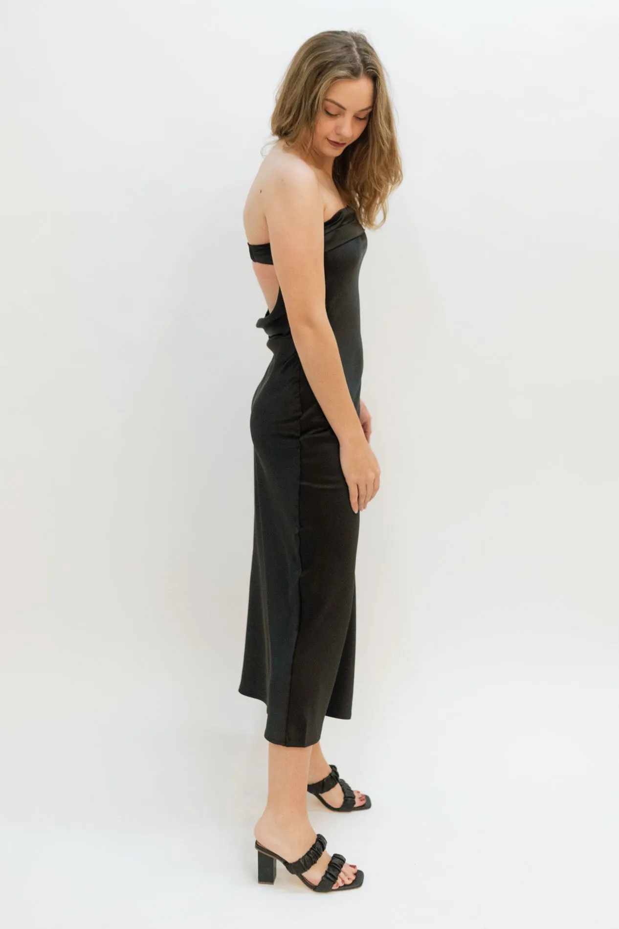 Vienna Strapless Midi Dress - Black