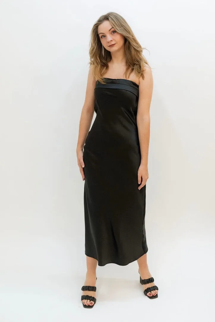 Vienna Strapless Midi Dress - Black