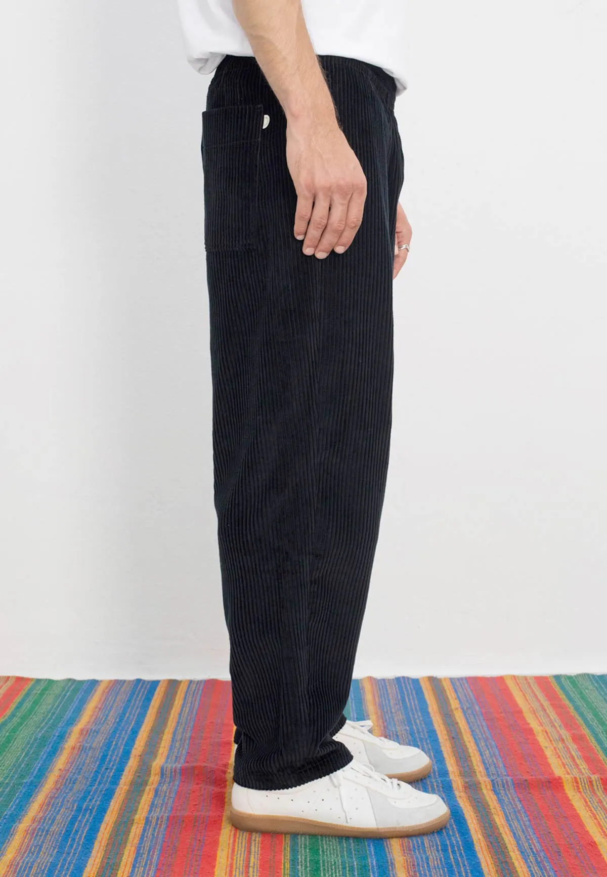 WIDE CORD PANTS SOFT BLACK