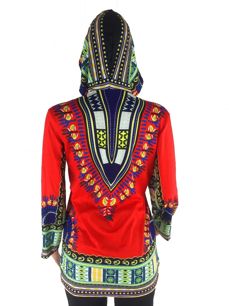 Women Dashiki Hoodie Top Pullover