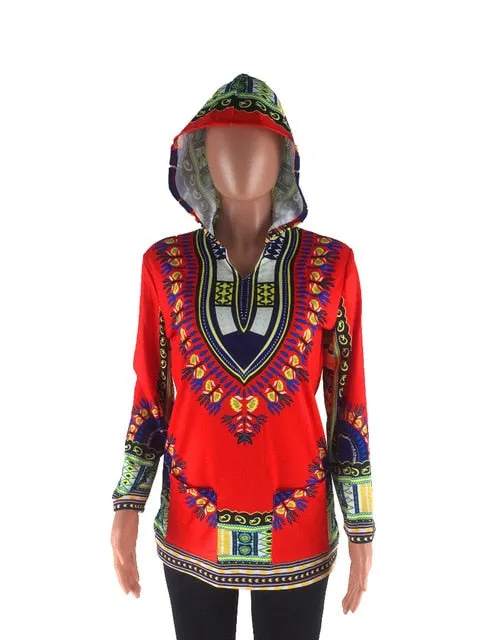 Women Dashiki Hoodie Top Pullover