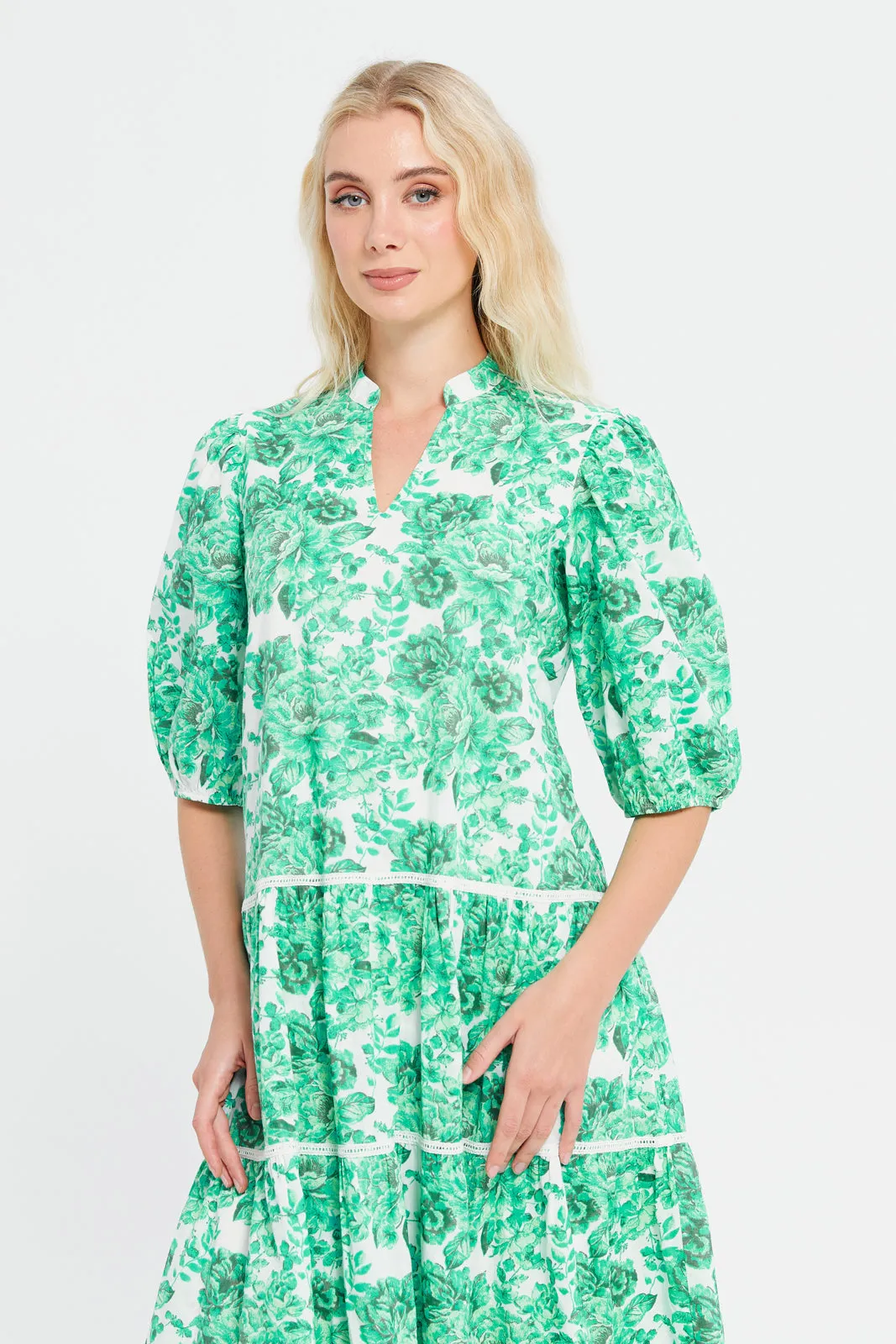 Women Green Printed Maxi Dress