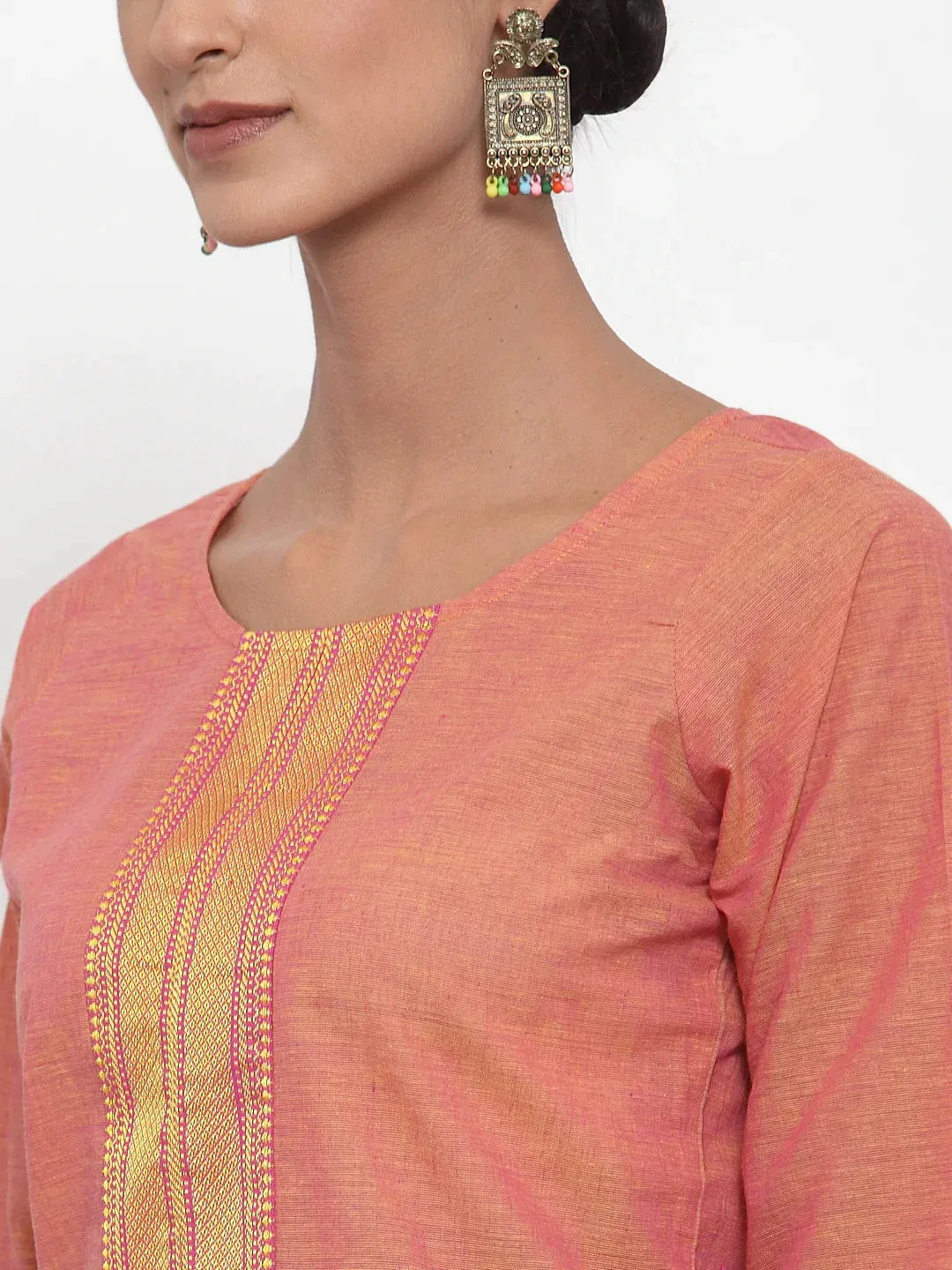 Women Pink Solid Kurta With Trousers & Dupatta