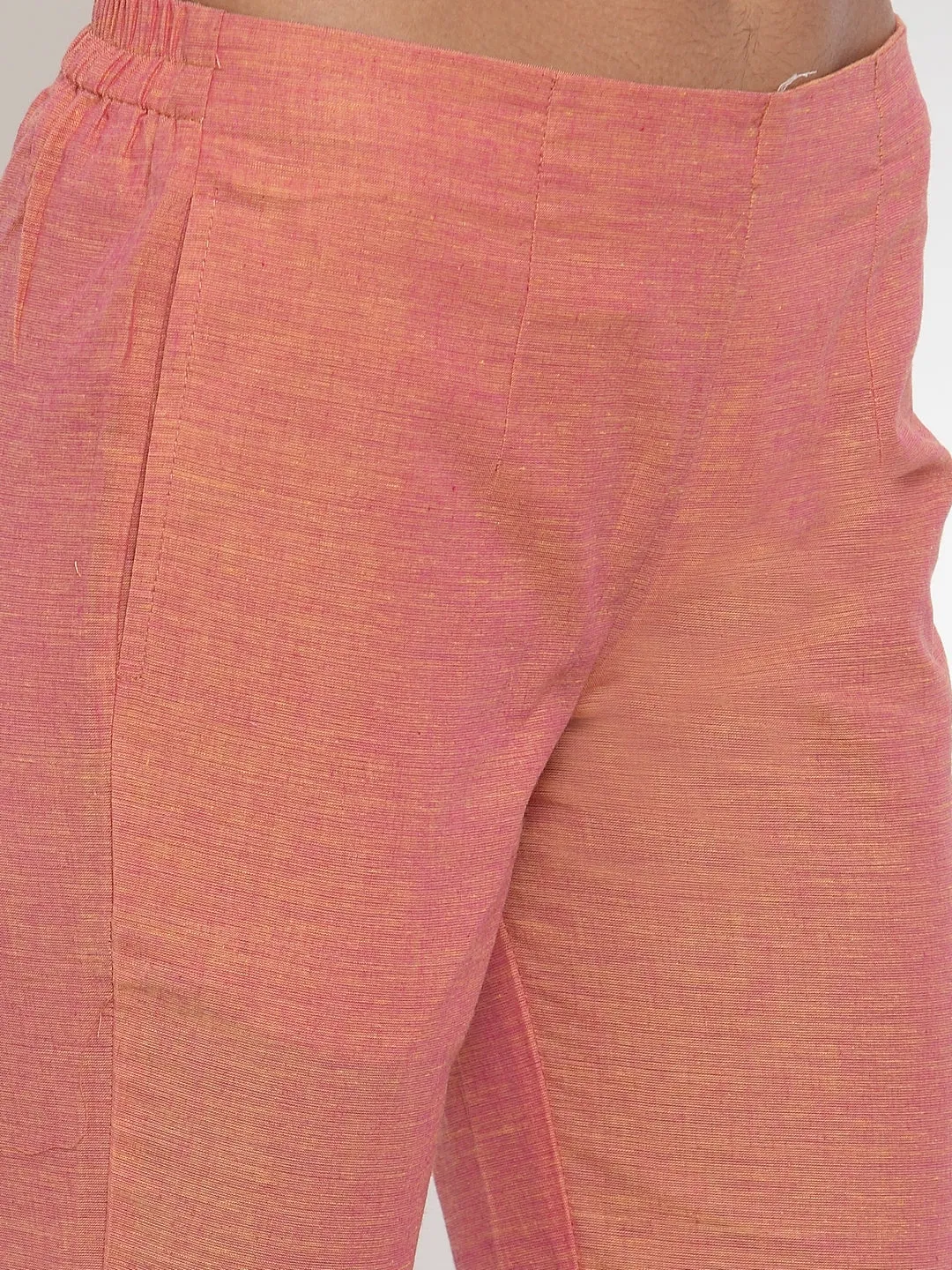 Women Pink Solid Kurta With Trousers & Dupatta