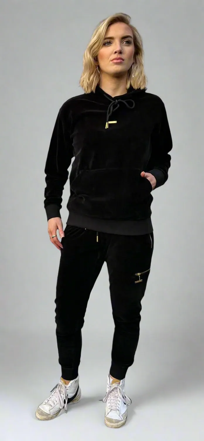 Women’s Black Velour Hoodie