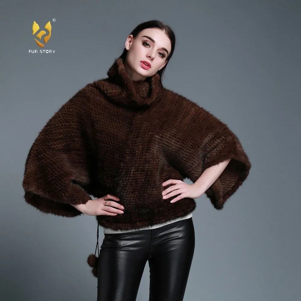 Women's Genuine Knitted Mink Fur Coat Women Pullover Coats Female 15198