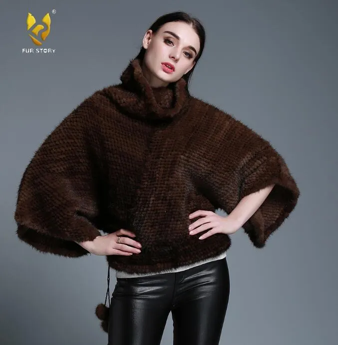 Women's Genuine Knitted Mink Fur Coat Women Pullover Coats Female 15198