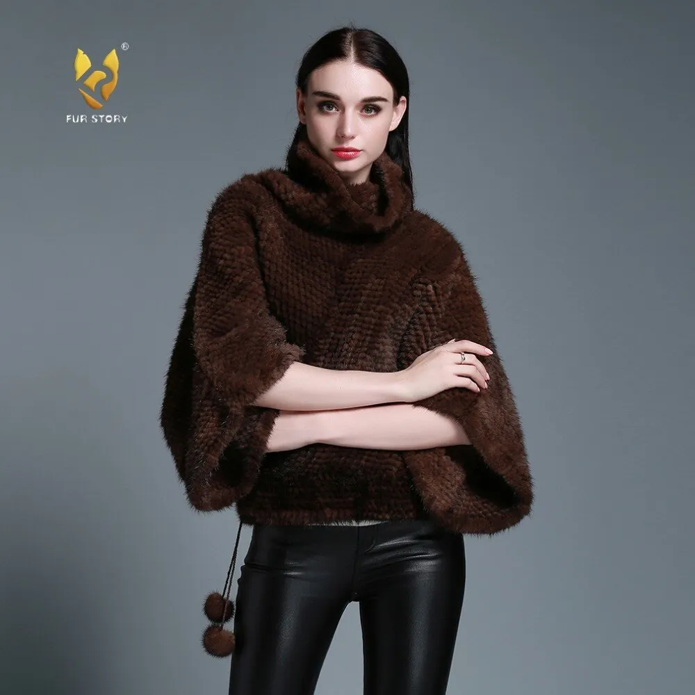 Women's Genuine Knitted Mink Fur Coat Women Pullover Coats Female 15198