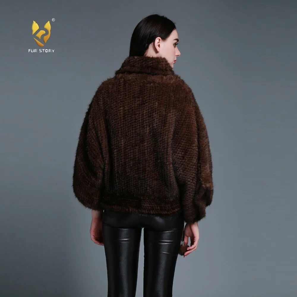 Women's Genuine Knitted Mink Fur Coat Women Pullover Coats Female 15198