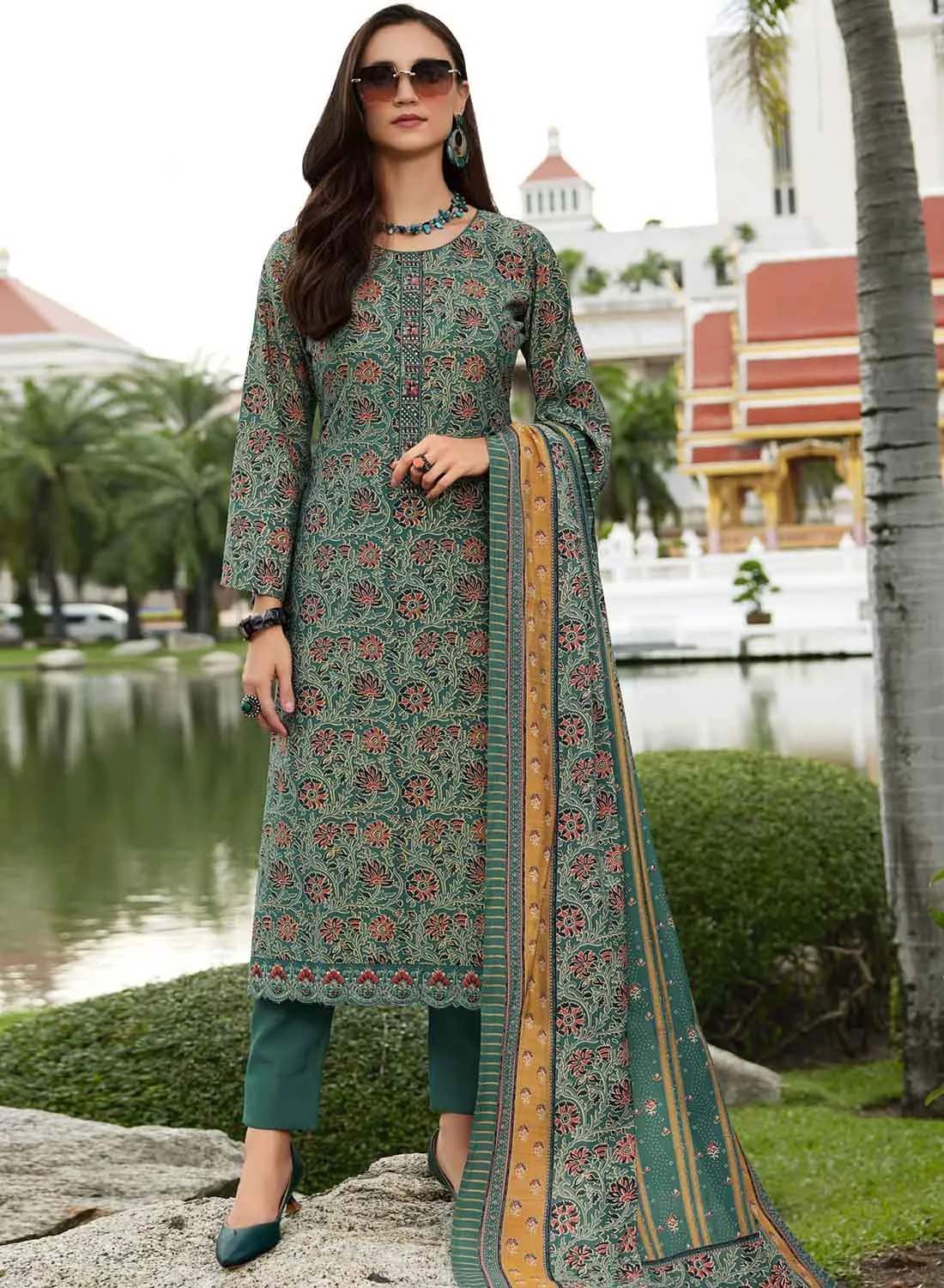 Women's Pure Viscose Muslin Unstitched Suit Material with Embroidery