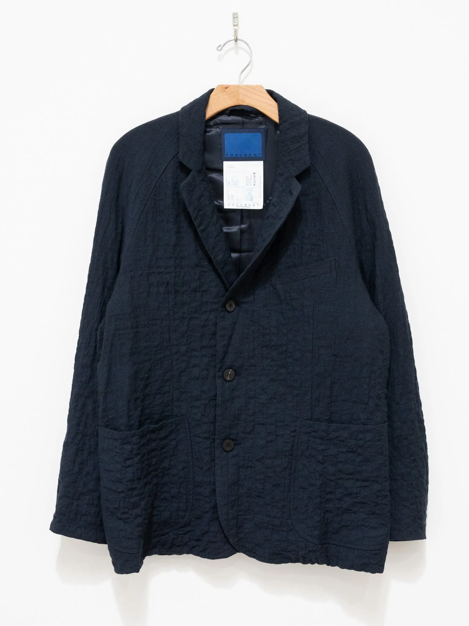 Wool Cotton Raglan Jacket - Navy