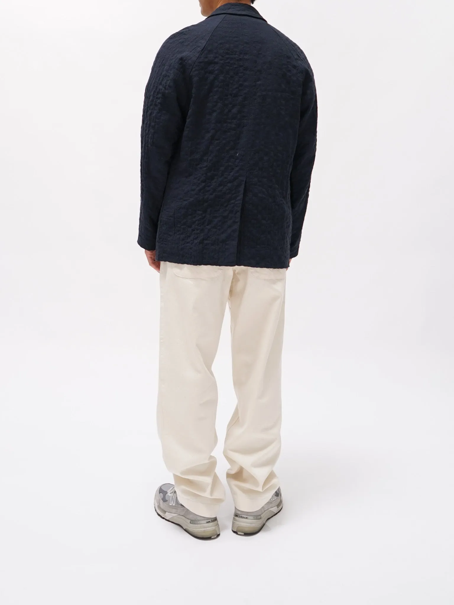 Wool Cotton Raglan Jacket - Navy