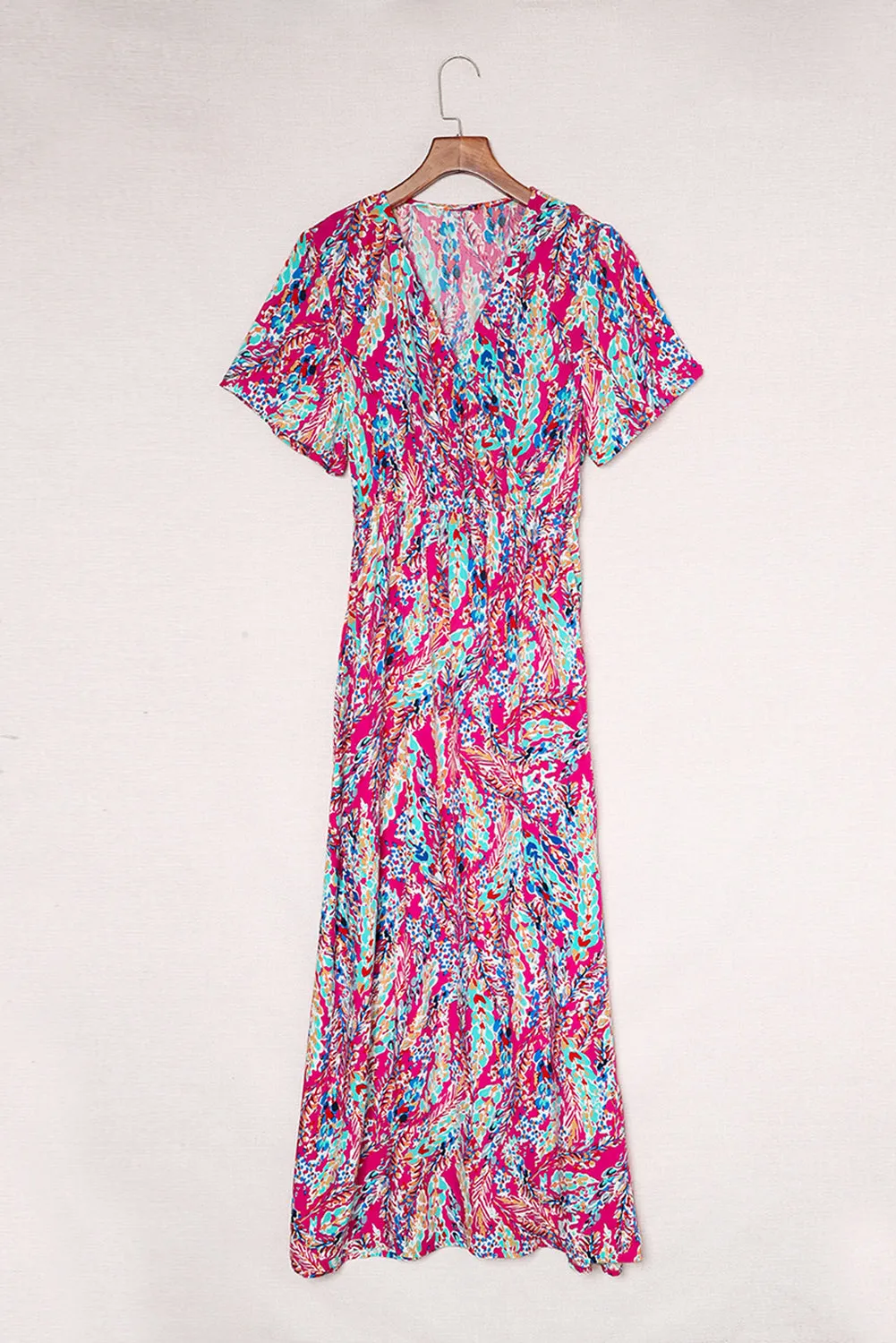 Wrap V Neck Floral Maxi Dress