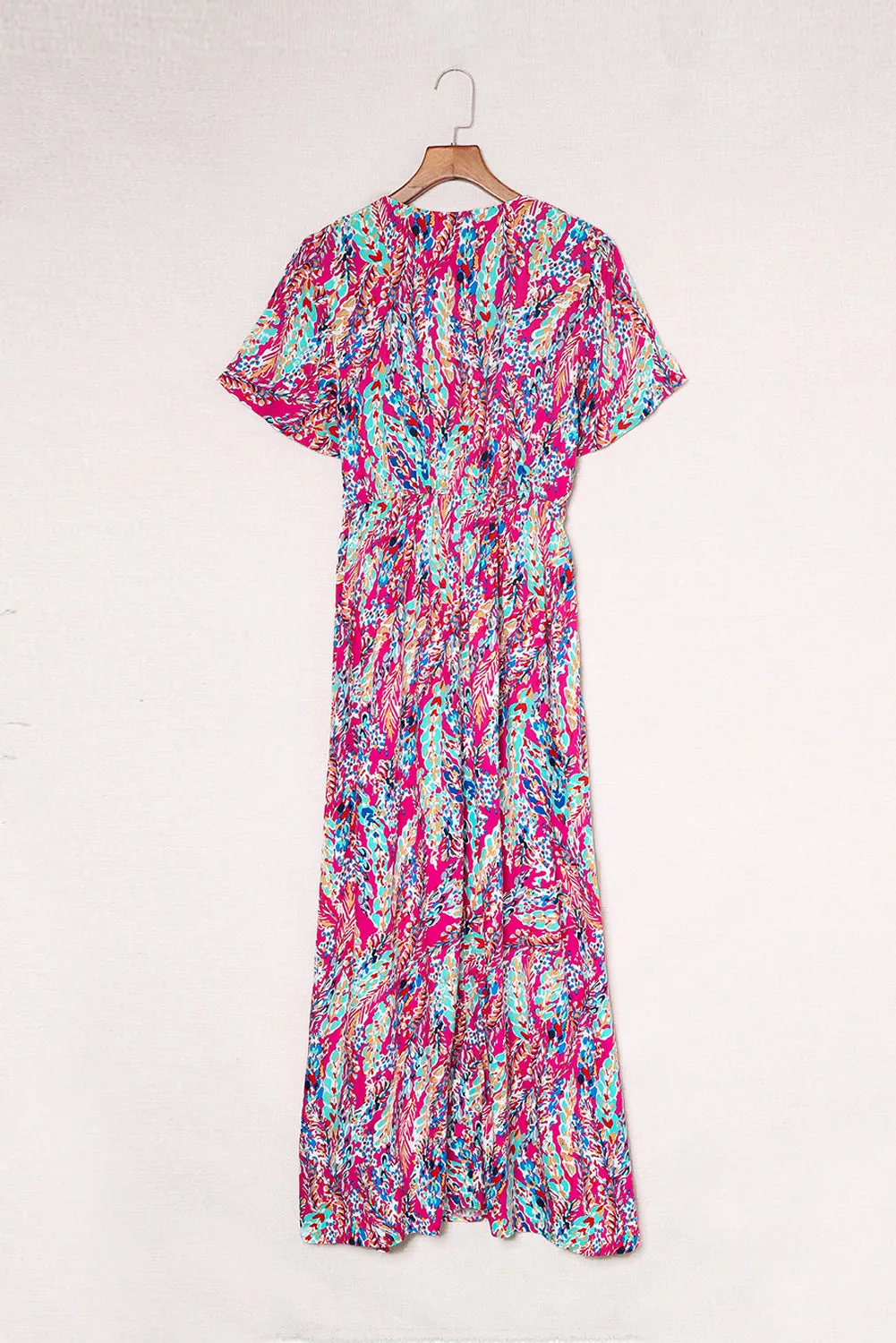 Wrap V Neck Floral Maxi Dress