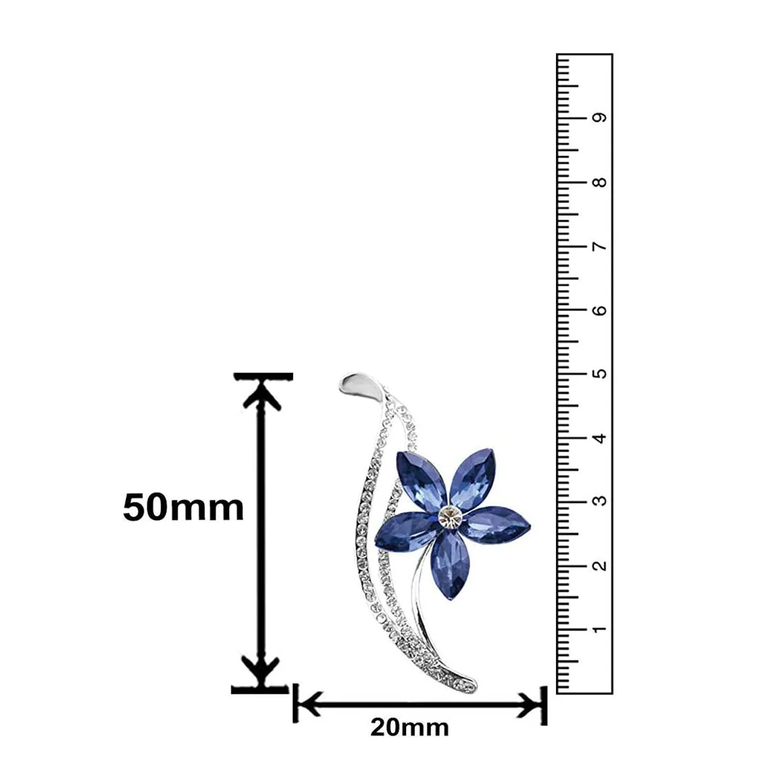 Yellow Chimes Elegant Latest Fashion Combo of 2 PCs Shawl Sweater Clip Blue Rose Gold Flower Crystal Brooch for Women and Girls, Medium