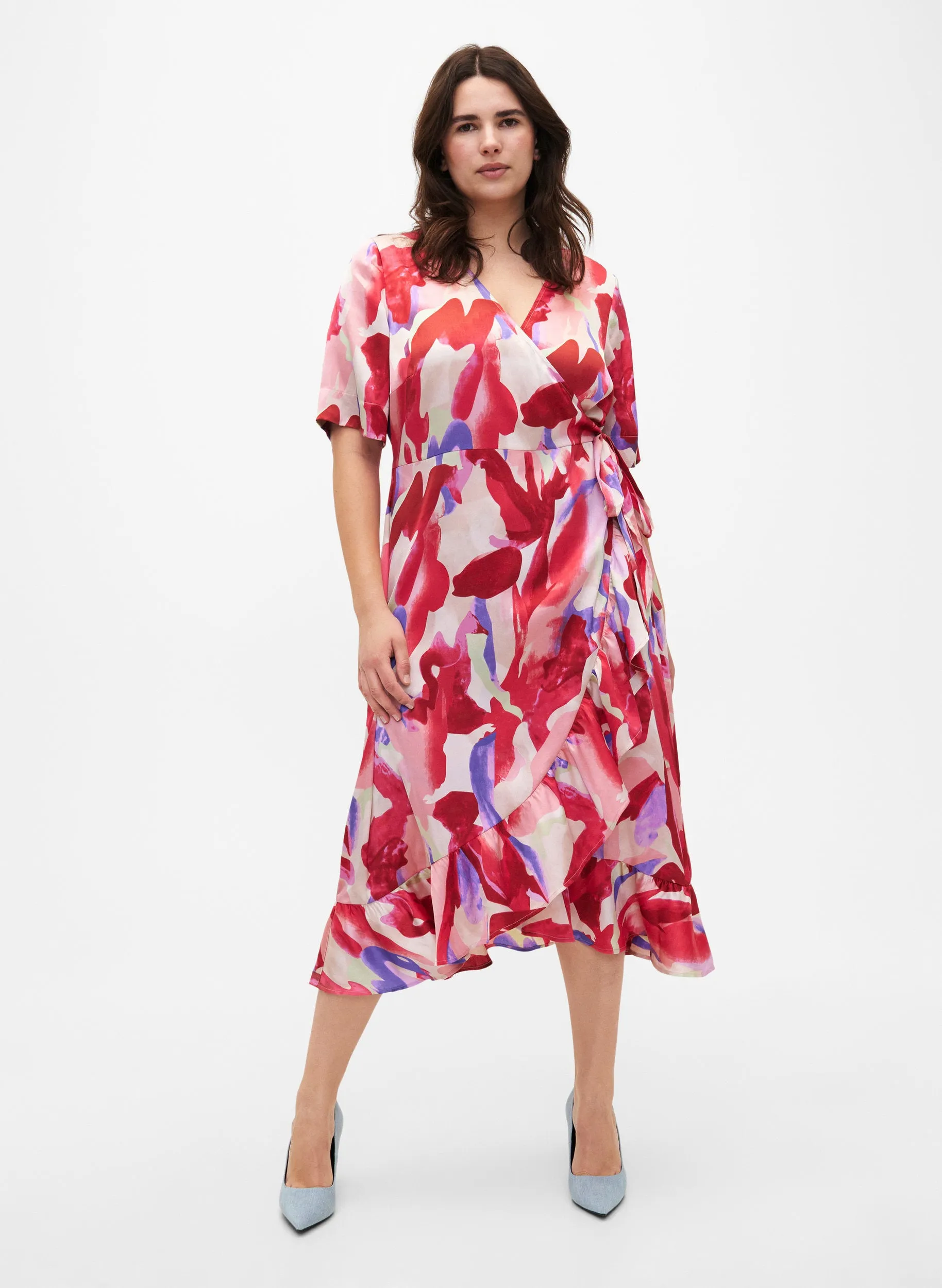 Zizzi Satin Fantom Wrap Dress